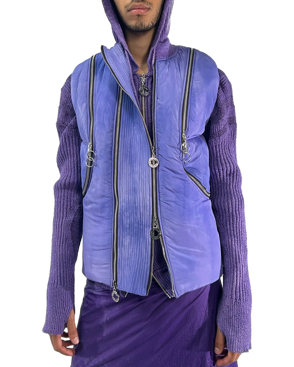 トップス SULLEN CHARLIE CONSTANTINOU KNIT VEST Charlie Constantinou Gray Plated Vest Charlie Constantinou